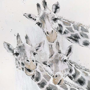 Wall Art Gallery – Leaning Tower – Giraffes Painting by Artist Adelene Fletcher – Framed Print For Sale