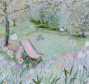 Spring Garden Framed Art Print For Sale – Quiet Place – Deck Chair – Surrounds Gallery West Byfleet Surrey