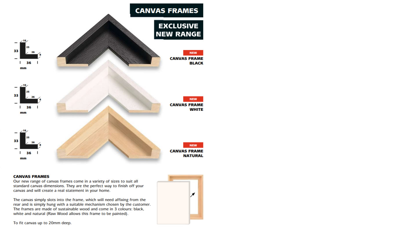 Canvas Art and Picture Frames - Ready Made Wood Frames - West Byfleet Surrey Framers